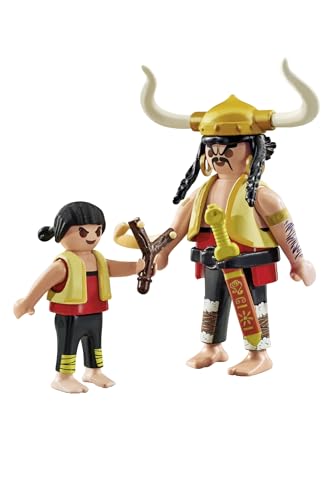 Playmobil 71545 Astérix : Soupalognon y Crouton et Pepe - Comprend Deux Personnages Gaulois cultes, Une épée, Une Fronde et des Accessoires - Dès 5 Ans