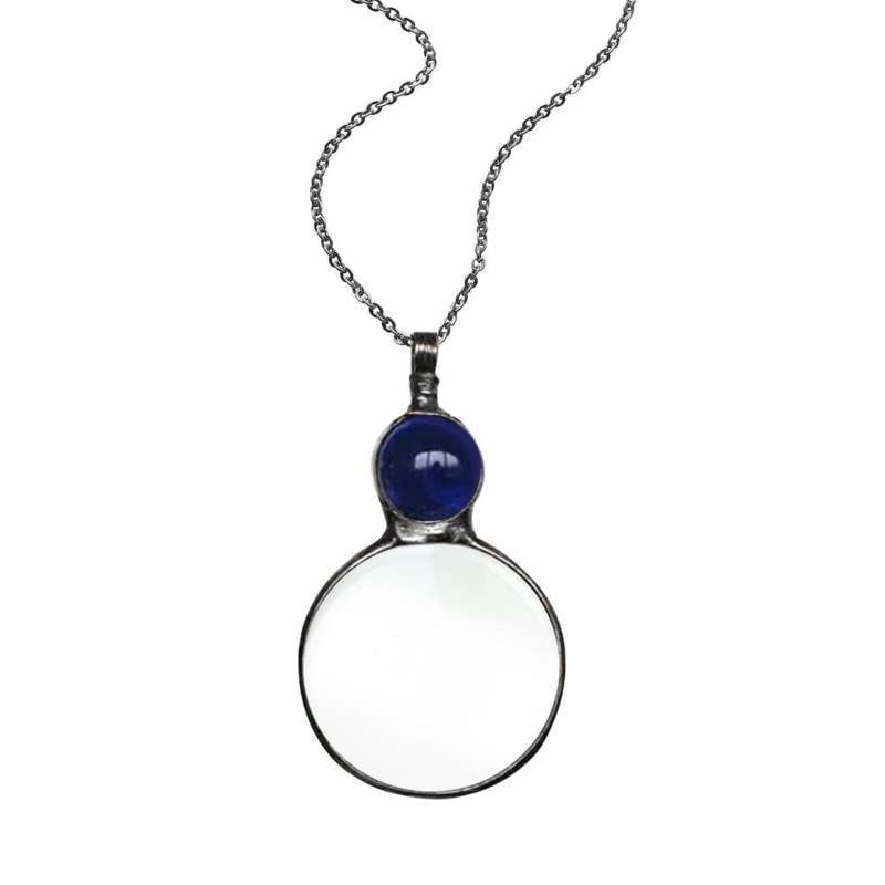 Staol Magnifying Glass, Loupe Pendant Necklace Gift 2022 Magnifying Glass Necklace Vintage 10X Magnifying Reading Magnifier Decorative Gift, Blue