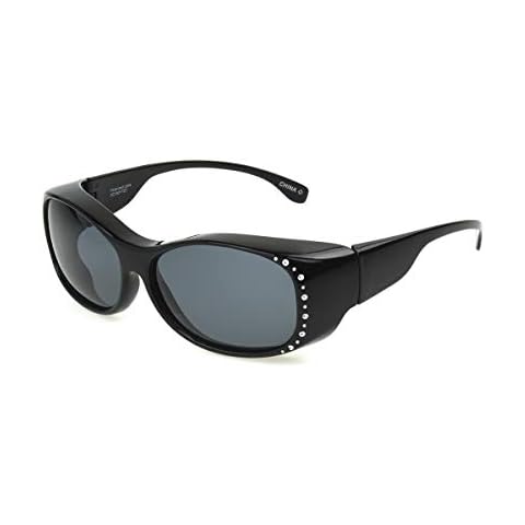 Dioptics Solar Shield Allison Fits Over Sunglasses Polarized Rectangular, Black, 57 mm Cover
