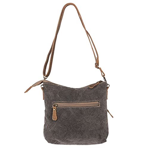 Myra Bag Coffee Canvas Small & Crossbody Bag Upcycled Canvas, Leather & Rug S-21564
