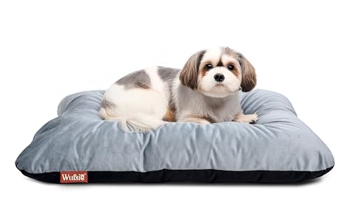 WUFSIE Dog Bed Small Size 60 x 70 cm | Reversible Premium Velvet Black & Grey Pet Bed | Soft, Washable & Durable Bed for Dog and Cat for Everyday Comf