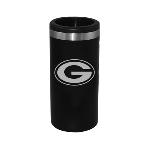 The Memory Company Officially Licensed Personalized 12oz Black Stainless Steel Slim Can Holder,GBP - Green Bay Packers
