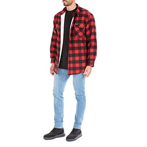 Image of Smith's Workwear Men's Sherpa-lined Cotton Flannel Shirt Jacket