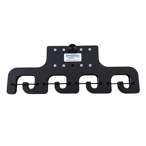 Pontoon Boat Fishing 4-Rod-Holder Black &ndash; No-Tool Rail Mount | USA Made | Deep Blue Outdoors