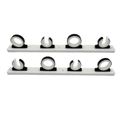 MARINE CITY 4-Rod Reel Fishing Rod Storage Hanger Rack with White Poly Board – Aluminum Black Powder Coating, Ideal for Marines, Boats, Vans, and Cars (Pack of 1)
