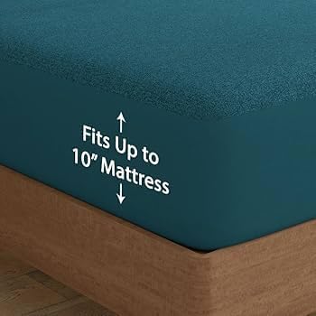 Image of 100% Waterproof Premium Cotton Feel Mattress Protector King Size, 72x78 Inches | Breathable and Hypoallergenic Ultra Soft Fitted Bed Protector Cover Fits Upto 10 Inches- King (TealGreen)