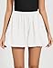 LOMON Womens Summer Bubble Shorts Casual Boho Shorts Puffy Mini Skirt Comfy Lounge Shorts with Pockets 2025 Fashion White L