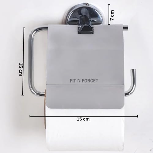 FIT N FORGET Premium 304 Grade Stainless Steel Toilet Paper Holder Tissue Roll Toilet Paper Roll Holder for Bathroom Wall-Mounted Bathroom Accessories(Chrome Finish) 2