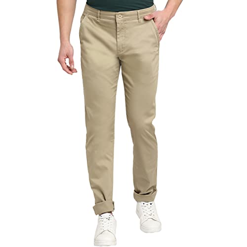Image of Cantabil Men Brown Cotton Regular Fit Casual Trouser (P-MTRC00043-BROWN)