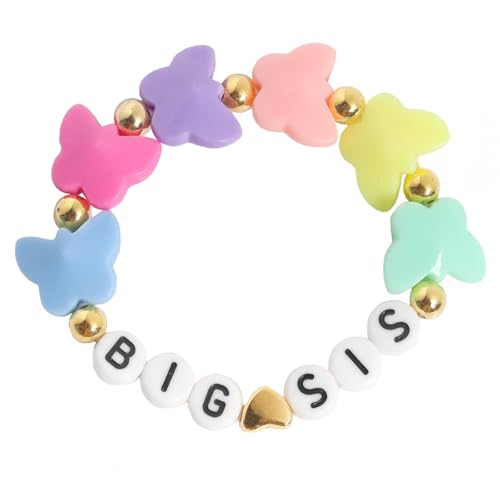Image of Colorful Big Sister Bracelet Little Sister Bracelet Letter Beads and Heart Beads Bracelet Y2K Jewelry Gifts for Women