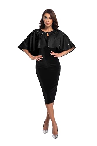 Women's Soft plush Shawl Wraps Shrug stunning pearls for Evening Dress Wedding Cape Cover Up 1920s White Shawl4