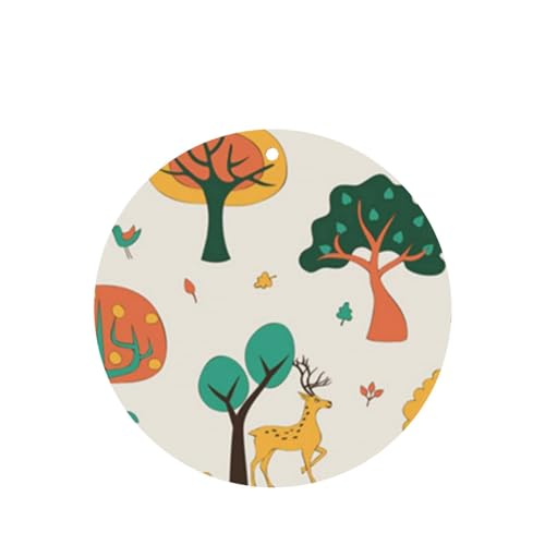 吊り下げ式車用芳香剤カード 2枚パック - 長持ちする吊り下げ式アロマセラピーカード (ラベンダーの香り) 車、自宅の寝室、ワードローブ、靴箱などに最適。ユニセックス (カラフルなフクロウと秋の森と鹿、オレンジ色の抽象的な動物の美しい美しさ)