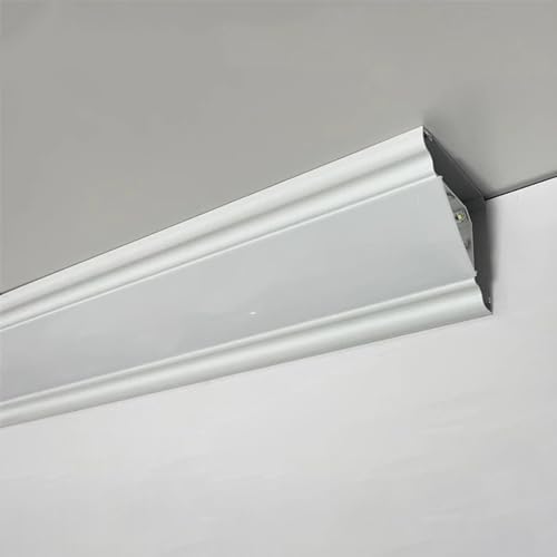 12mm LED Strip Crown Molding Profile - White Aluminum Wall Ceiling Washer Trim, Decorative Skirting Board Covers, 6m/20ft LED Channel for Home Lighting