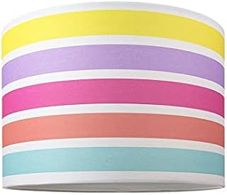 Modern and Cute Multi Coloured Rainbow Stripe Cotton Fabric Lamp Shade - 10" for Table Lamp or Pendant Light by Happy Homewares