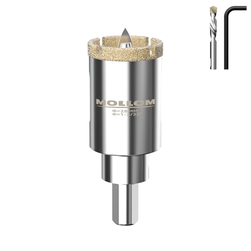 Image of MOLLOM 1-3 /32 inch (28mm) Diamond Hole Saw with 2 Pilot Drill Bit