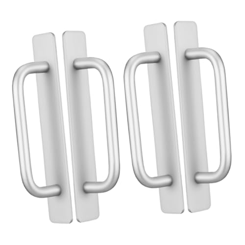 HOMSFOU 4個 粘着式アルミ合ドア取手 あけ不要 強力両面テープ貼付プ キャビネット 引き戸 窓用 モダン収納ハンドル