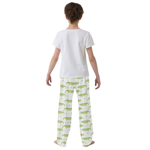 Lovely Gator Print Boys Long Pants Soft Trousers Elastic Waist Kids Lounge Bottoms with Pockets S-XL3