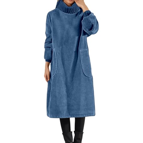 Robe en velours côtelé chaud à manches longues et doublure flanelle d'hiver