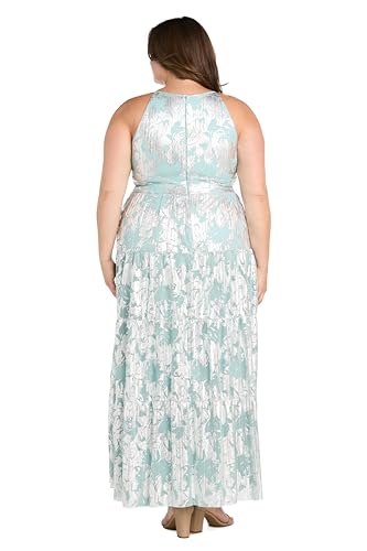 Image of R&M Richards Women's Metallic Bloom Pleated Maxi Dress