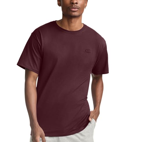 Champion Mens Classic Jersey Tee Shirt, Maroon, X-Large US4