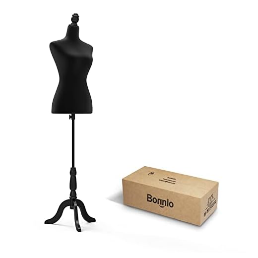 Bonnlo Female Dress Form Pinnable Mannequin Body Torso with Wooden Tripod Base Stand (Black, 6)