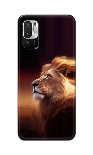 Image of PRINTFIDAA Printed Hard Back Cover Case for Mi Redmi Note 10T 5G | Mi Redmi Note 10 5G | Mi Poco M3 Pro 5G Back Cover (Danger Lion) -112