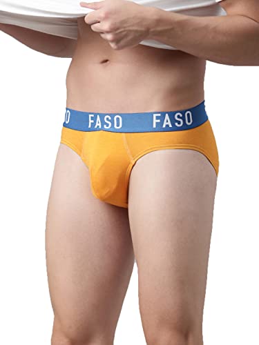Image of F A S O Men's Cotton Rich Brief | Soft & Breathable Innerwear | Cushioned Waistband | Comfort Fit | Everyday Wear