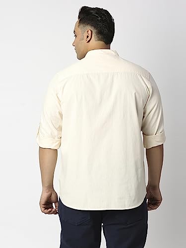 Image of Thomas Scott Mens | Full Sleeve | Solid Plain Color | Regular Fit | Plus Size | 100% Cotton | Mandarin Collar | Casual | Shirt