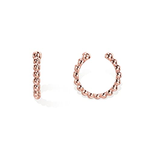 Image of PAVOI 14K Gold Plated 925 Sterling Silver Round Huggie Ear Cuff Earrings for Women | Clip On Cartilage Cuff Earrings