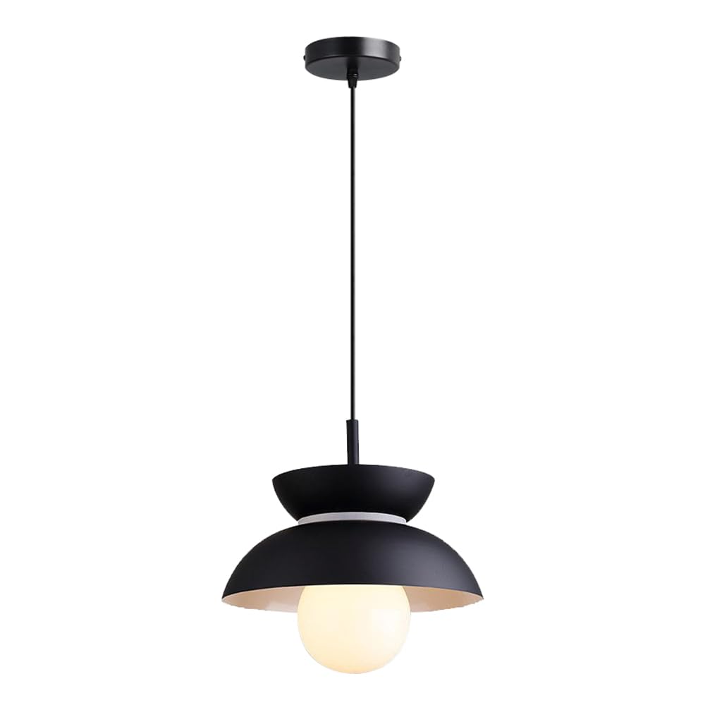 GUOGUOSM American Industrial Style Hanging Lamp, Single Head Ceiling Chandelier, 7.8-inch Metal Pendant Lamp, Bedside Living Room Kitchen Island Decorative Lighting Fixtures