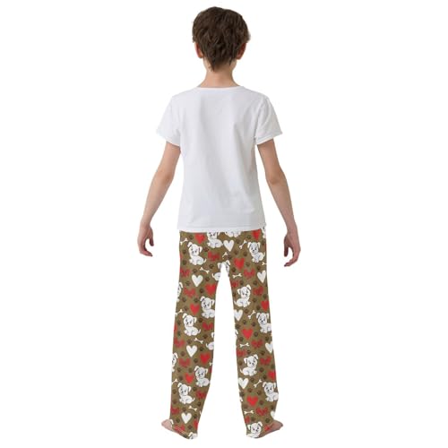 Dog Paw Print Love Boys Long Pants Soft Trousers Elastic Waist Kids Lounge Bottoms with Pockets S-XL3
