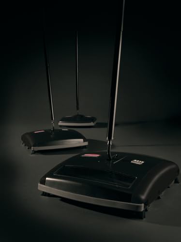 Image of Rubbermaid Commercial Products Executive Series 7.5 inch Dual-Action Bristle Mechanical Sweeper, Cordless, Black, Collects Dust, Dirt, and Debris from Hard Floors and Carpet
