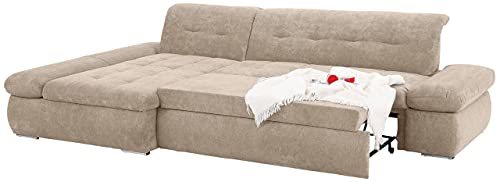 Fabrique Elementra L-Shaped Sofa Bed 5 Seater Linen Fabric Sofa Set - Premium Furniture for Home Office, Guests, and Contemporary, Comfortable Living Rooms (Left Hand Side) - Cream