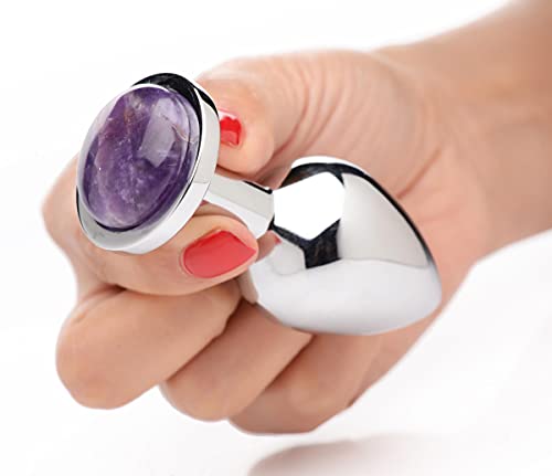 Plug améthyste véritable anti-irritation taille Medium pour écarteur d'oreille