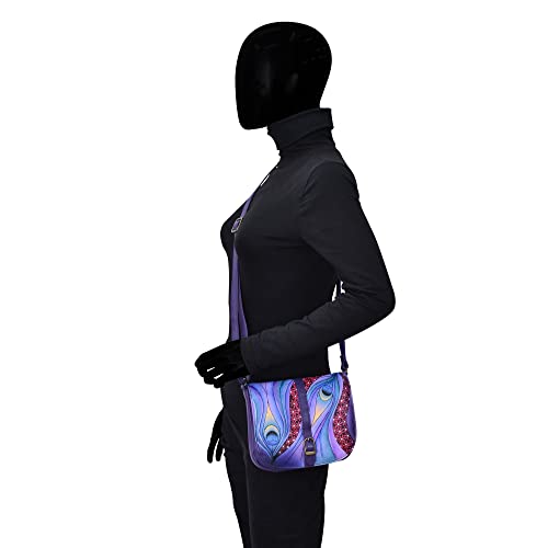 Anna by Anuschka Hand Painted Women’s Genuine Leather - Flap Crossbody - Dreamy Peacock Dewberry3