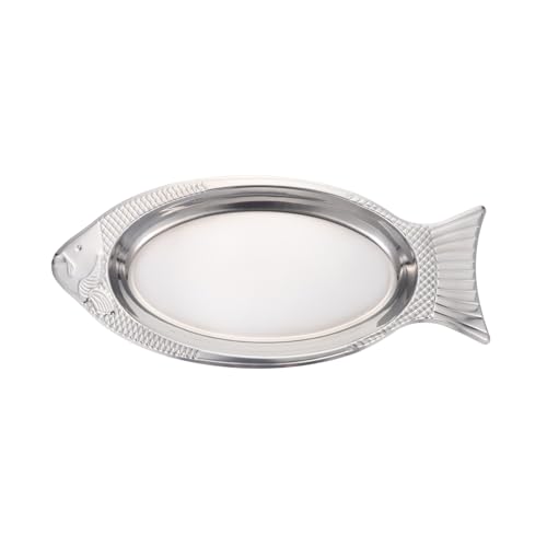 MUCKLILY Plato Para Pescado Parrilla De Acero Inoxidable 45 Cm Resistente Al Microondas Sin Olores Para Hogar y Restaurante Forma Realista Superficie Lisa