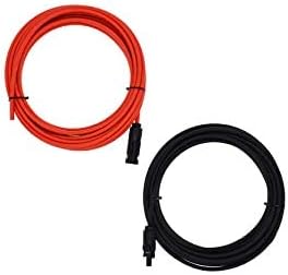 ECO-WORTHY 1 Pair PV Solar Panel Extensions Cable 16.4 Ft with Solar Male and Female Connector(16FT Red + 16FT Black)