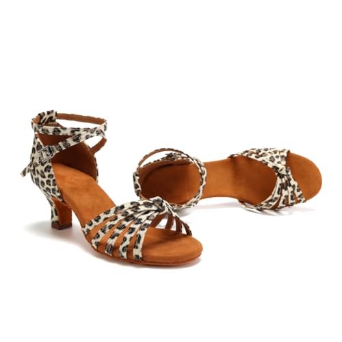 Women Latin Dance Shoes Satin Ballroom Salsa Professional Practice Dancing Shoes, Model EM-217GB-53