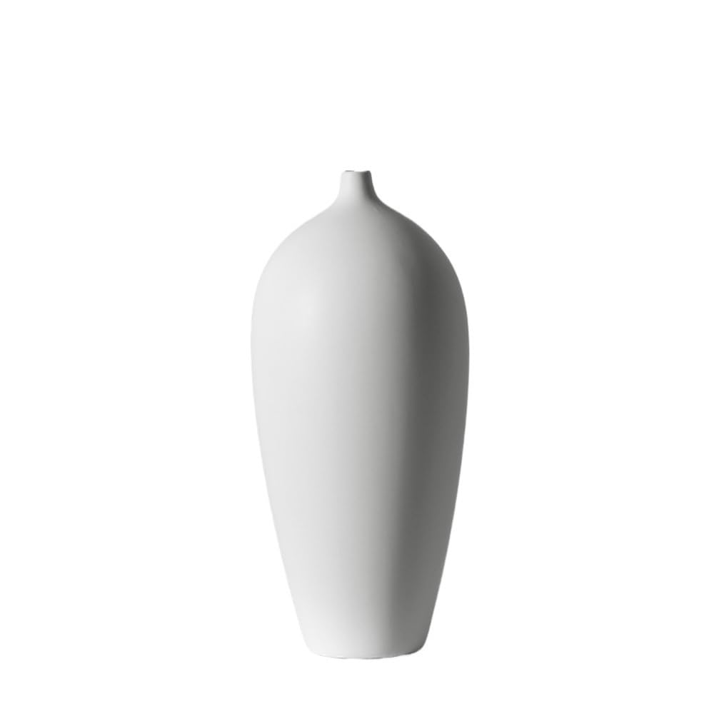 Ceramic Black And White Dried Flowers/hydroponic Vase Arrangement Fine Mouth Living Room Table Decoration Office Decor(White)
