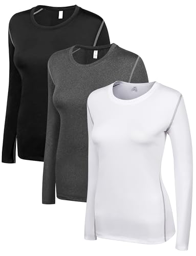 Image of WANAYOU Women's Compression Shirt Dry Fit Long Sleeve Running Athletic T-Shirt Workout Tops