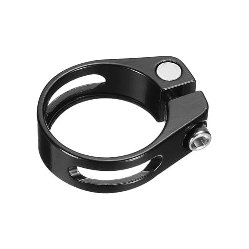 uxcell Bike Seat Post Clamp, 34.9mm Aluminum Alloy Bicycle Seat Post Clamp Quick Release Tube Clip for 30.4-31.6mm Mountain Road Bike Tube, Black