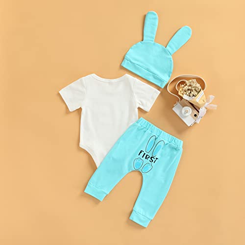 Sdghg Newborn Baby Boy Easter Outfit My First Easter Short Sleeve Romper Bunny Pants With Hat 3Pcs Summer Clothes Set thumb #5