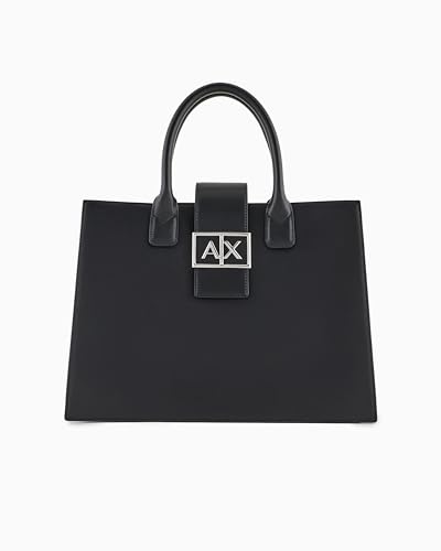 Armani Exchange Jodie, Sustainable, Logo Plate Closure, Medium Tote Donna,