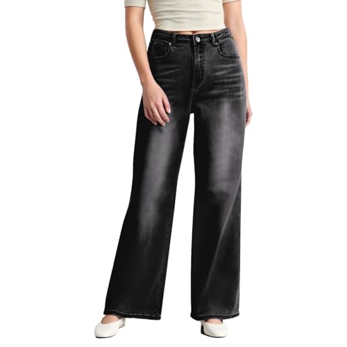 Wide Leg Jeans for Women Baggy Stretchy High Waist Loose Fit Casual with Pockets Boyfriend Denim Pants Y2k Linen Barrel Pants2