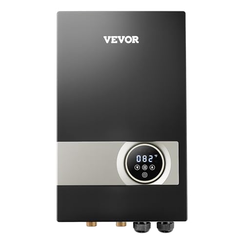 VEVOR Tankless Electric Water Heater, 27kW Instant Hot Water Heater Under Sink, On Demand for Bathroom, Kitchen, Office with LCD Touch Screen, Child Security Lock,Space-Saving, 240V Black