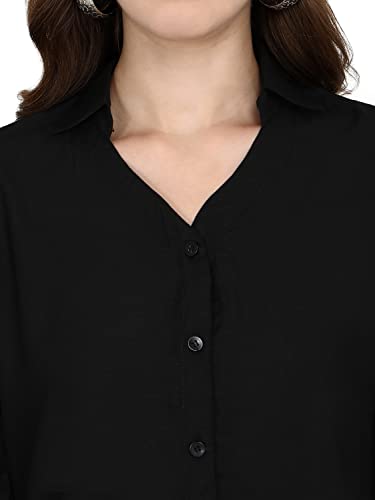 Image of Leriya Fashion Women's Summer Cotton Plain Tops 3 4 Flare Sleeve Tie Knot Loose Casual Tops