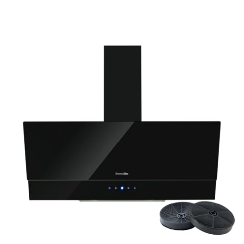 UNIVERSALBLUE | Campana Extractora de Cristal 90cm Negra | Extractor Cocina de Diseño | Control...