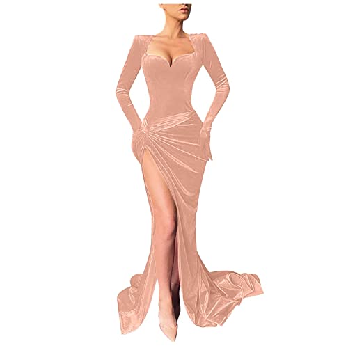 ZXZX Damen Sexy Temperament Slim Fit Brust Hohe Taille Handschuhe Abendkleid, rose, L Cover