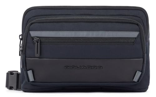 PIQUADRO Keith, Marsupio in Pelle e Tessuto Uomo, Nero