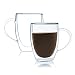 Bistro Mug with Handle from JavaFly, Double Walled Thermo Glass Cup, Set of 2 - 12oz